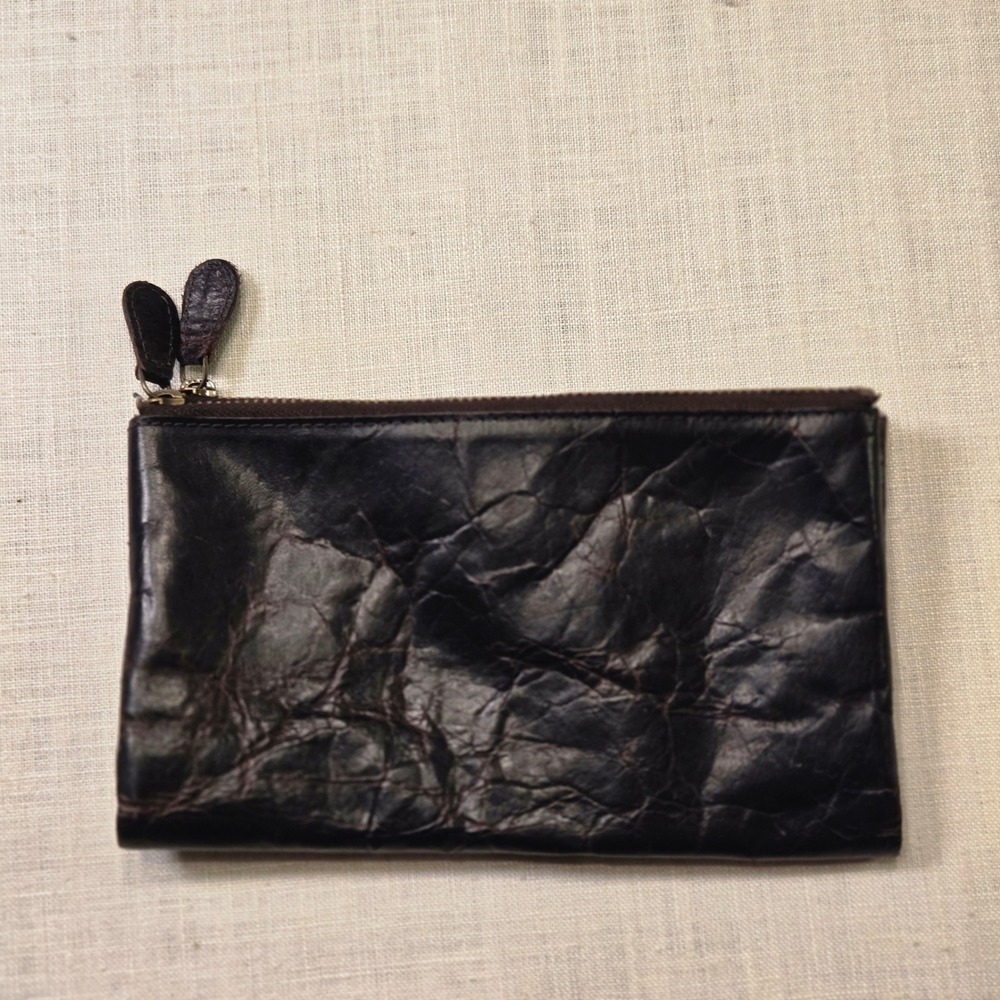 COCHOA Bifold Brown Distressed Zipper Pouch Travel RFID Blocking Leather Wallet